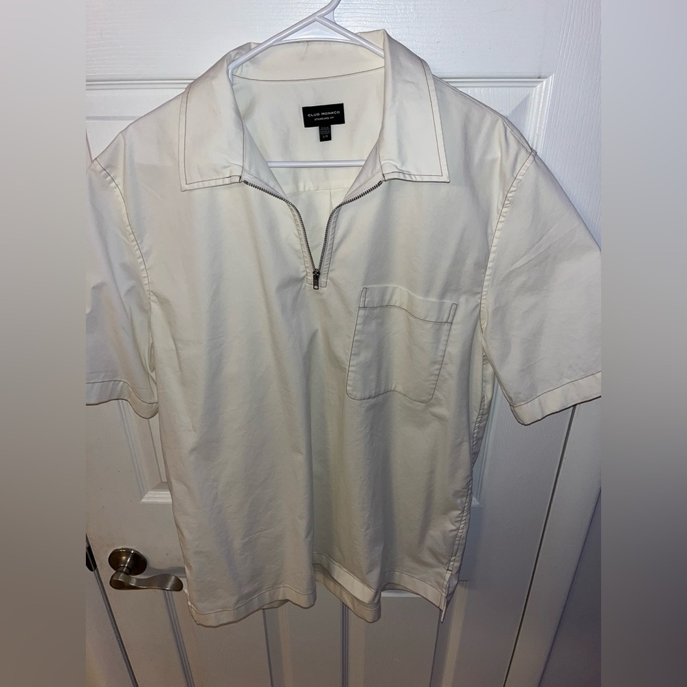 Club Monaco Short Sleeve Zip Popover Shirt